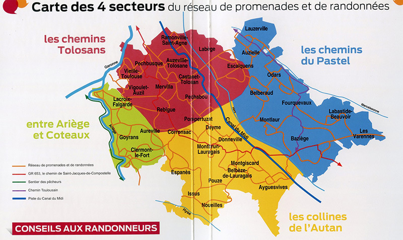 Carte de la région du Sud Toulousain