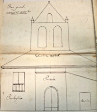 Un dessin de maçon du clocher de Goyrans en 1880