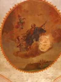 Peinture ancienne représentant Clermont et Saint Pierre